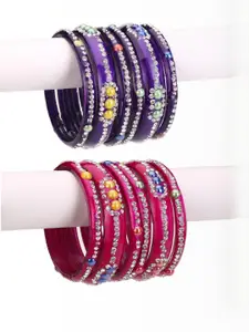 1ST TIME Purple And Pink Traditional Bangles Set