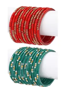1ST TIME Pack Of 2 Red And Green Alloy Bangles