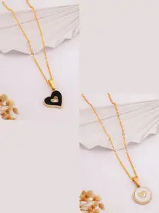 DressBerry Pack of 2 Gold-Plated Chains with Heart Shaped Pendants