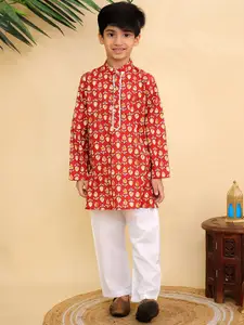 BAESD Boys Floral Printed Kurta with Pyjama