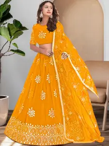 F Plus Fashion Net Semi-Stitched Lehenga Choli