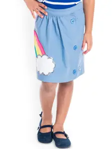 Cherry Crumble Girls Printed Pure Cotton A-Line Above Knee Skirt