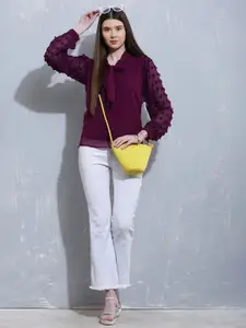 Raabta Fashion Tie-Up Neck Georgette Top