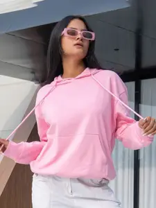 The Roadster Lifestyle Co. Women Oversized Cotton Fleece Hooded Pullover Sweatshirt