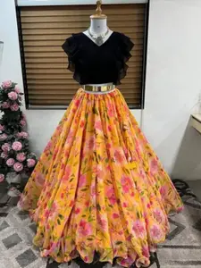 F Plus Fashion Satin Semi-Stitched Lehenga Choli