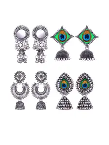 Sangria Peacock Shaped Jhumkas Earrings