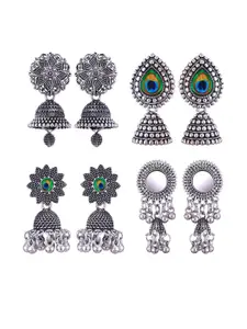 Sangria Peacock Shaped Jhumkas Earrings
