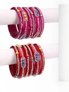 1ST TIME Set of 12 Pink And Marron Alloy Bangles