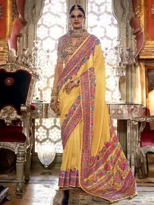 elora Floral Woven Design Pashmina Saree with Printed Floral Motifs Saree