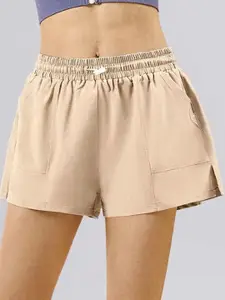 HRX by Hrithik Roshan Women Solid Mid-Rise Above Knee Length Shorts