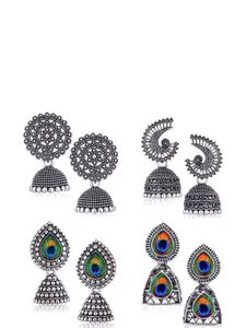 Sangria Peacock Shaped Jhumkas Earrings