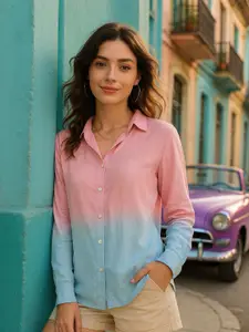 CORSICA Relaxed Tie and Dyed Spread Collar Casual Shirt