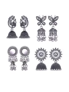 Sangria Set Of 4 Peacock Shaped Jhumkas Earrings