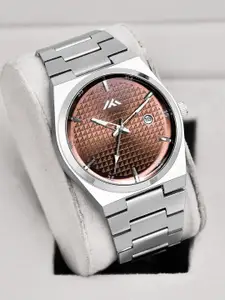 ON TIME OCTUS Men Brass Stainless Steel Bracelet Style Straps Analogue Watch MT-824 BROWN