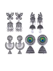 Sangria Peacock Shaped Jhumkas Earrings