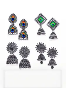 Sangria Peacock Shaped Jhumkas Earrings