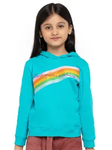 UNDER FOURTEEN ONLY Girls Striped Hooded Cotton Pullover Sweatshirt