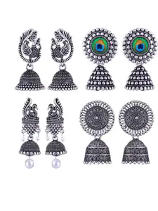 Sangria Peacock Shaped Jhumkas Earrings
