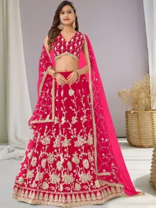 F Plus Fashion Net Semi-Stitched Lehenga Choli