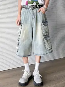 StyleCast x Revolte Men Loose Fit Washed Cargo Jorts