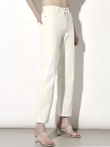 ONLY Women Straight Fit High-Rise Mid-Rise Pure Cotton Jeans