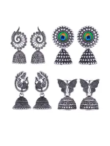 Sangria Peacock Shaped Jhumkas Earrings