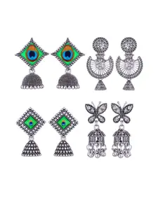 Sangria Peacock Shaped Jhumkas Earrings