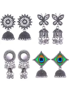 Sangria Peacock Shaped Jhumkas Earrings