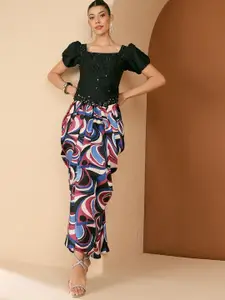 Antheaa Embellished Corset With Draped Skirt Co-Ords