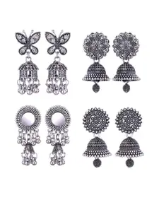 Sangria Set Of 4 Peacock Shaped Jhumkas Earrings