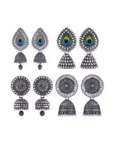 Sangria Set Of 4 Peacock Shaped Jhumkas Earrings