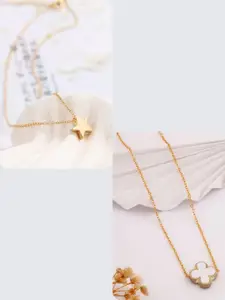 DressBerry Gold-Plated Feather Necklace