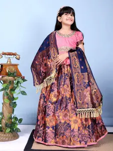 BAESD KUSHMANDA Girls Embroidered Sequinned Ready to Wear Lehenga & Blouse With Dupatta