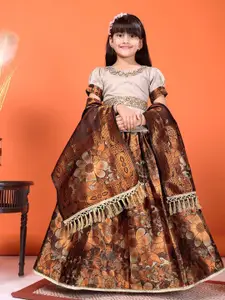 BAESD Girls Embroidered Sequinned Ready to Wear Lehenga & Blouse With Dupatta