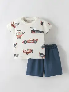 Xsole Girls Printed Round Neck T-shirt With Shorts