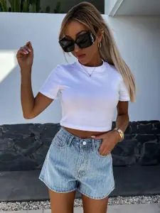 KPOP Women Striped Denim Shorts