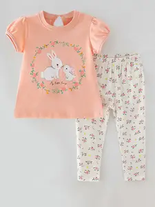 Xsole Girls Printed Short Sleeves T-shirt With Trouser