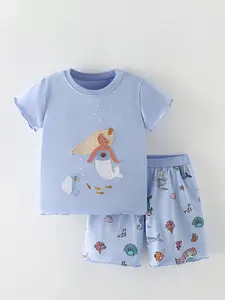 Xsole Girls Embroidered Short Sleeves T-shirt With Shorts