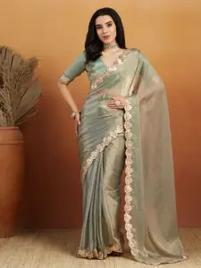 RACHNA Gotta Pati Satin Tissue Silk Saree