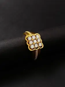 Saizen Gold-Plated Cubic Zirconia-Studded Finger Ring