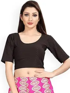 Fressia Fabrics Woven Design Round Neck Saree Blouse