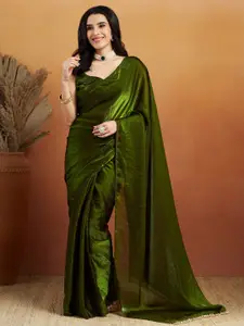 RACHNA Aari Work Tissue Designer Block Print Saree