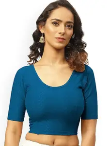 Fressia Fabrics Woven Design Round Neck Saree Blouse