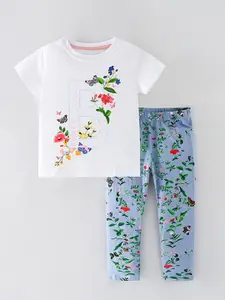 Xsole Girls Printed Round Neck T-Shirt With Legging