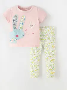 Xsole Girls Printed Round Neck T-Shirt With Legging