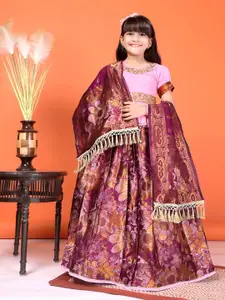 BAESD Girls Embroidered Sequinned Ready to Wear Lehenga & Blouse With Dupatta