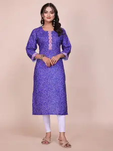 Anouk Bandhani Printed Round Neck Straight Kurta