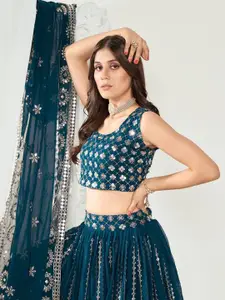 SHOPGARB Embellished Sequinned Semi-Stitched Lehenga & Unstitched Blouse With Dupatta
