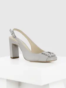 Oroh Women Leather Party Block Pumps Heels