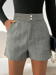 KPOP Women Geometric Regular Fit Shorts